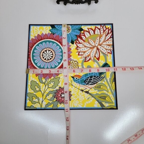 Floral Garden with Bird Painting Finished 11 by 11 Botanical - Picture 14 of 14